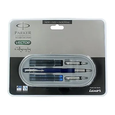 £19.32 • Buy Parker Vector Calligraphy Standard CT Fountain Pen Blue Body Free Ink Cartridge