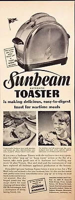 Sunbeam Toaster Buy War Bonds World War II Vintage Print Ad 1943 • $13.27