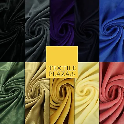 10 COLOURS - Soft Plain Velvet Velour Fabric Stretch Spandex Material - 65  • £1.50