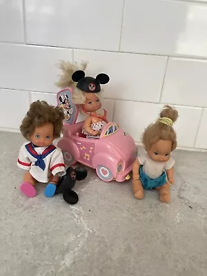 1988 Heart Family Disneyland Barbie Babies With Minnie Mouse Car And Mouse Ears • $30