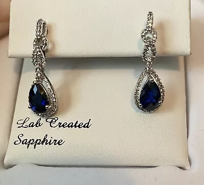 Lab Created Sapphire Earrings NEW  • $14.99