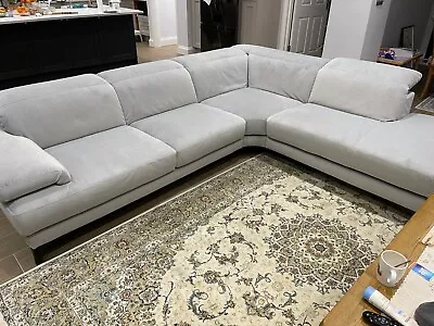 Natuzzi Corner Sofa (left Hand Facing) Light Grey - Used Less Than A Month • £3250