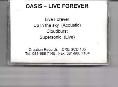 Oasis - Live Forever - Ultra Rare 1994 Creation Records Promo Cassette • £149.99