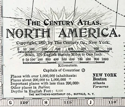 1897 North America Map ORIGINAL United States Mexico West Indies Canada Alaska • $10