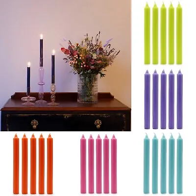 Pack Of 5 Solid Rustic Colour Dinner Candles - Coloured - Handmade In The UK • £10.36