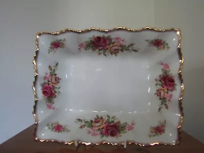 James Kent Old Foley Lovely Large Rectangular Dish Wavy Edges  Rose Garland VGC • £15.50