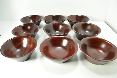 Vintage Mahogany 6  Salad Bowls MCM - Set Of 9 Made In Haiti • $34.85