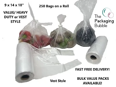 Clear HD Polythene Plastic Bags On A Roll 9 X14  Fruit/Veg/Meat/Butcher/Sandwich • £164.01