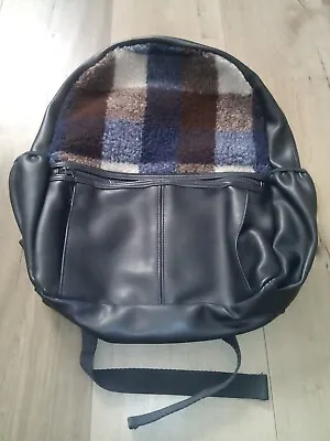  Mossimo  Women's Buffalo Check Faux Fur & Leather Backpack Navy Plaid Bag NWOT • $19.99