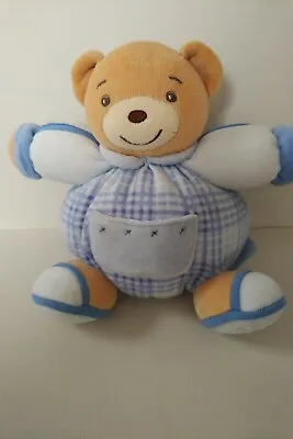 Kaloo Soft Blue Check Puffball Teddy Doudou Dou Dou Comforter 7  • £8.50