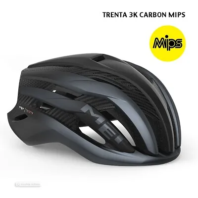 NEW MET TRENTA 3K CARBON MIPS Road Cycling Helmet : BLACK MATTE • $379