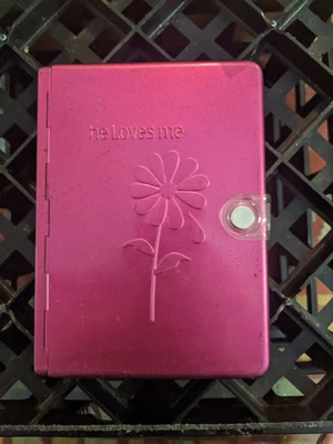 NLT Metal Bible Pink He Loves Me (Black Letter Edition) • $28