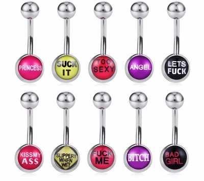 £3.99 • Buy Rude Word Logo 10mm Navel Belly Bar Ring - (1.6MM ) 