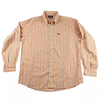 Faconnable Facoclub  Mens Shirt Long Sleeve 2XL Peach Striped French Vintage • £10.49