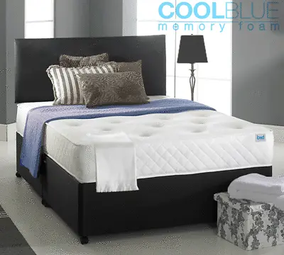 MEMORY DIVAN BED SET WITH COOL FOAM MATTRESS AND HEADBOARD 3FT 4FT6 Double 5FT • £199.99