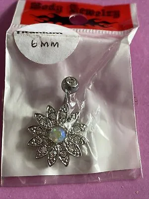 £3.90 • Buy Titanium Navel Bar Belly Button Ring Crystal Body Jewellery. 6mm. Brand New