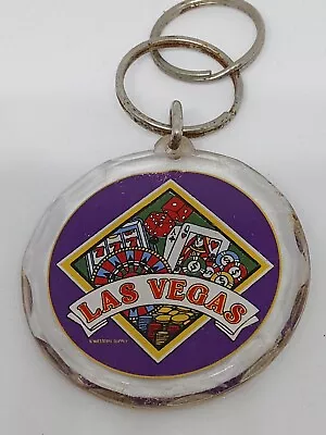 Vegas Acrylic Vintage Las Vegas Key Chain Round Poker Dice Design Souvenir  • $3.99