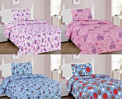 2/3pc Printed Bed Spread Quilted Set Bedroom Pillowcases New Design Twin Full • $17.85