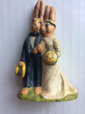 Vaillancourt Folk Art Bunny Rabbit Bride Groom Wedding Couple 3.5in Tall • $149.99