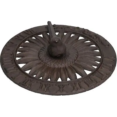 Bird Sundial Ornament Cast Iron Garden Feature Statue Sunflower Clock Metal • £21.39