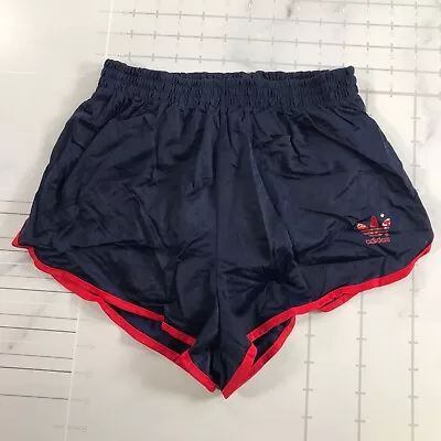 Vintage Adidas Running Shorts Mens S 28-30 Navy Blue With Red Stripe Trefoil • $79.99