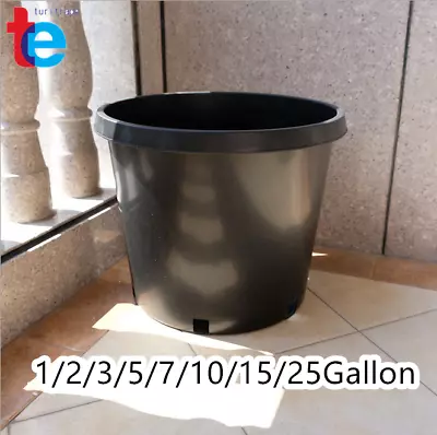 1/2/3/5/7/10/15/25 Gallon Plastic Black Plant Flower Pot Nursery Containers • $259.32