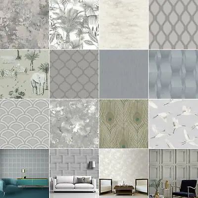 £15.99 • Buy Grey Wallpaper - Metallic Glitter Animals Floral Geometric Wood Panels & More