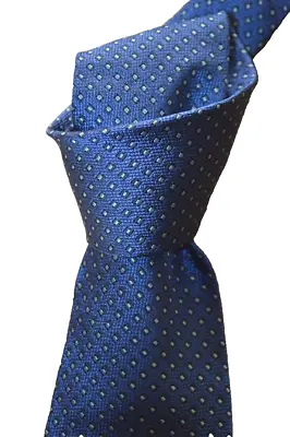 $235 NWT ISAIA Blue Mini Squares Men's Luxury 7 Fold 3.4  Woven Silk Tie Italy • $139.99