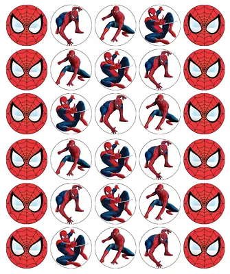 30x Spiderman Cupcake Toppers Edible Wafer Paper Fairy Cake Toppers • £2.59