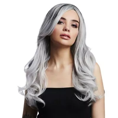 The Fever Wig Collection Khloe Ice Silver Wave Centre Part Wig Heat Styleable • $46.95