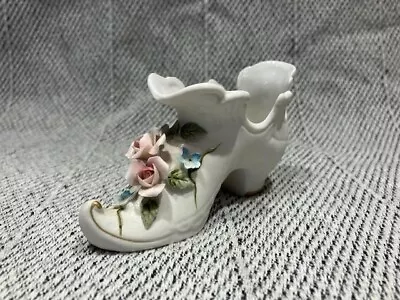 Lefton Shoe Figurine Porcelain High Heel Slipper China Applied Flowers Vintage • $5