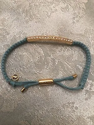 MICHAEL KORS Blue Braided  Rhinestone MK Logo Slider Bracelet • $12