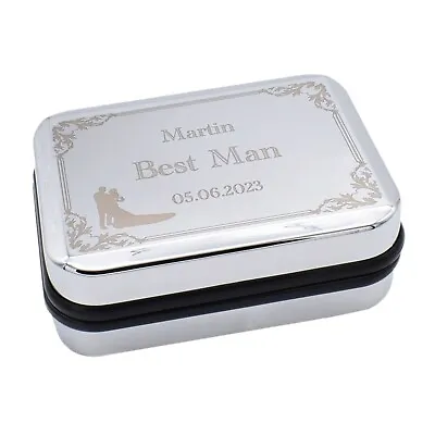 Personalised Engraved Wedding Couple With Border Rectangle Slimline Cufflink Box • £9.99