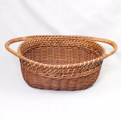 Vintage Wicker 2 Handles Gathering Basket Egg Harvest Farmhouse Kitchen 13  • $32