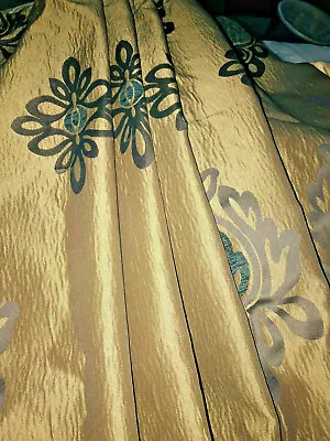 BROWN BRONZE Black SHIMMERY TAFFETA  CURTAIN 64 WX70 D LINED • £18