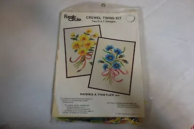 Vintage 1974 Family Circle Crewel Embroidery Kit Daisies And Thistles 5x7 Floral • $19.99