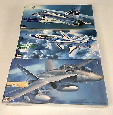 Lot Of 3 Hasegawa 1/72 Jets Delta Dagger F-102A / Grumman X29A / TF-18A Hornet • $67.50