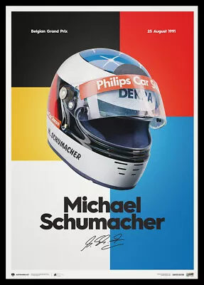 Michael Schumacher Helmet 1991 Belgian Grand Prix Formula 1 Ltd Ed 200 Poster • $169