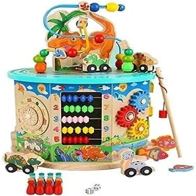 Wooden Activity Cube Toys 11 In 1 Counting Bead Maze Toys Wooden Shape Sorter • £33.99