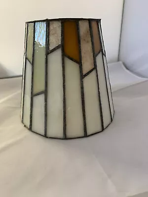 Vintage Mission  Arts & Craft Style Slag Glass & Quartz Lamp Shade 6”h X 6”dia • $25