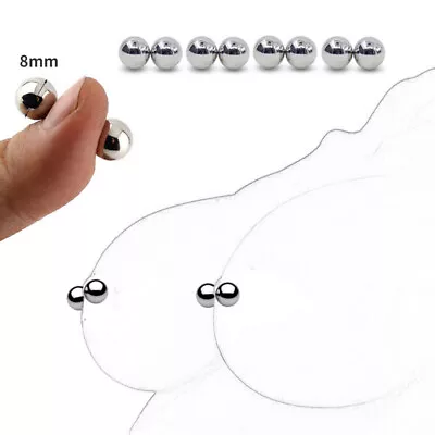 8 Mm Nipple Bar Magnetic Nipple Rings Fake Sexy Jewelry Pair • $7.29