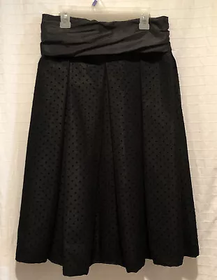 Charles Nolan NY Holiday Party Skirt Size 6 Black On Black Knee Length FREE SHIP • $22