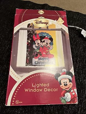 Vintage Disney Mickey & Minnie Mouse Lighted Christmas Window Decoration 15  • $15