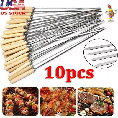 10PCS Kabob Skewers Flat Metal Stainless Steel BBQ Barbecue Skewer 13  • $9.12