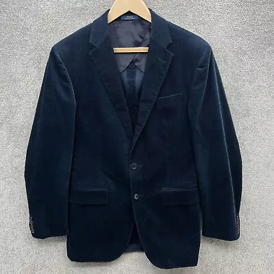 Polo Ralph Lauren Blazer Jacket Mens UK 38 R Blue Corduroy Custom Fit 2 Button • £89.99