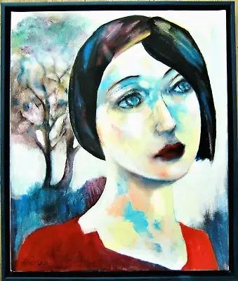 Portrait Woman Girl Expressive 50x60 Cm Unique Excellent • £333.91