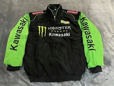 Adults F1 Team Racing Kawasaki Jacket Top Embroidery Cotton Padded Green • £45