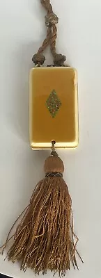 Art Deco 1920 Dance Compact Purse Celluloid Bakelite Tassel Jeweled Butterscotch • $125