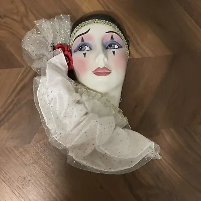 Clay Art Ceramic Face Wall Mask Pierrot Art Deco Wall Hanging Musical 1992 • $79.99