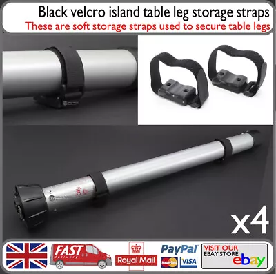 £18.99 • Buy 4x Black Island Table Leg Storage Straps Fits Redwood Sequoia Motorhome Boat Van